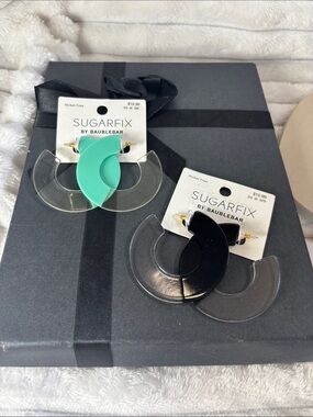 Sugarfix by Baublebar Acrylic Hoop Earrings - Mint & Black 2 pair